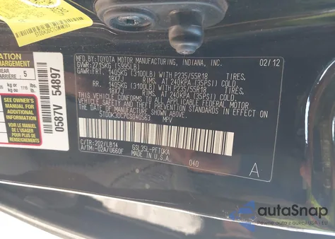 2012 Toyota Sienna Xle 7 Passenger z USA, uszkodzony, nr VIN 5TDDK3DC7CS040563